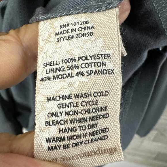 Soft‎ Surroundings Gray Sheer Overlay Knit Trim Long Sleeve Top Size Large - Picture 10 of 13